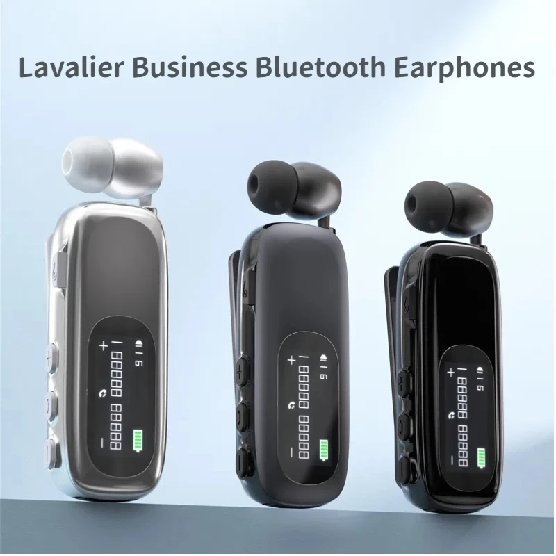 

K75 New Lavalier Business Bluetooth5.4 Headset Retractable Portable Noice Cancelling Calls Remind Vibration Wireless Earphones