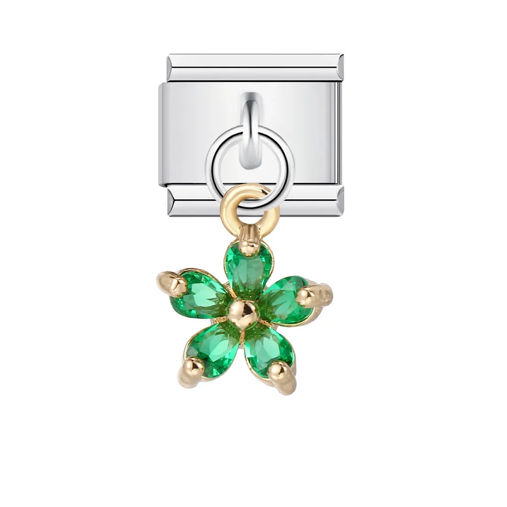 1 Stück Versilberter Bunter Niedlicher Blumenanhänger für Italienisches Gliederarmband, Passend für 9mm Edelstahl-Schmuck, DIY-Herstellung – Detail 3