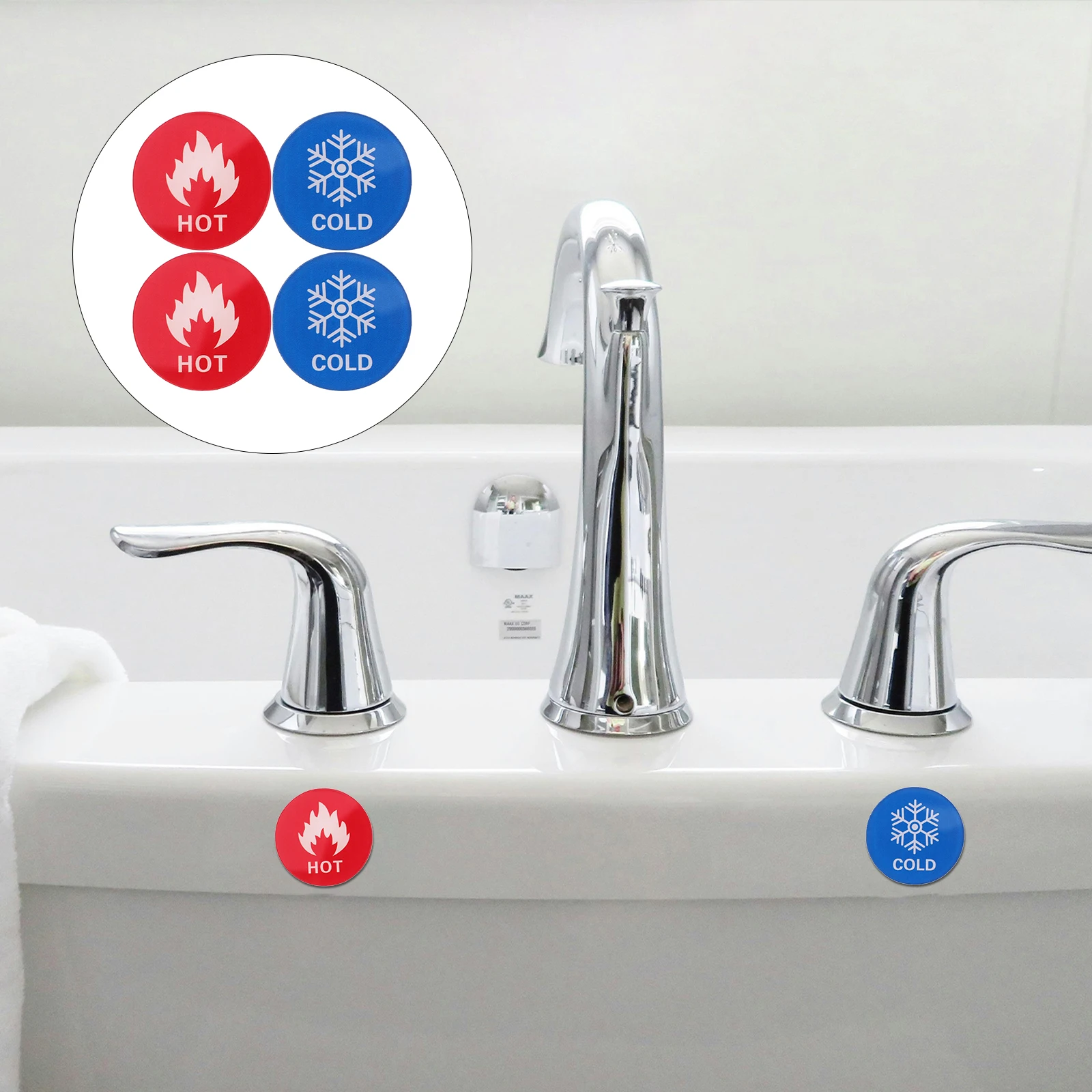 

6 Pairs Signs Stickers for Shower Indicator Faucet Label Hand Washing