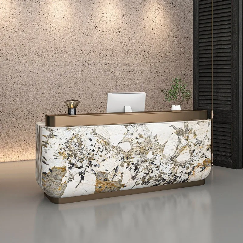 

Company hotel reception desk beauty salon light luxury shop counter Italian aesthetics mostrador para tienda office furniture