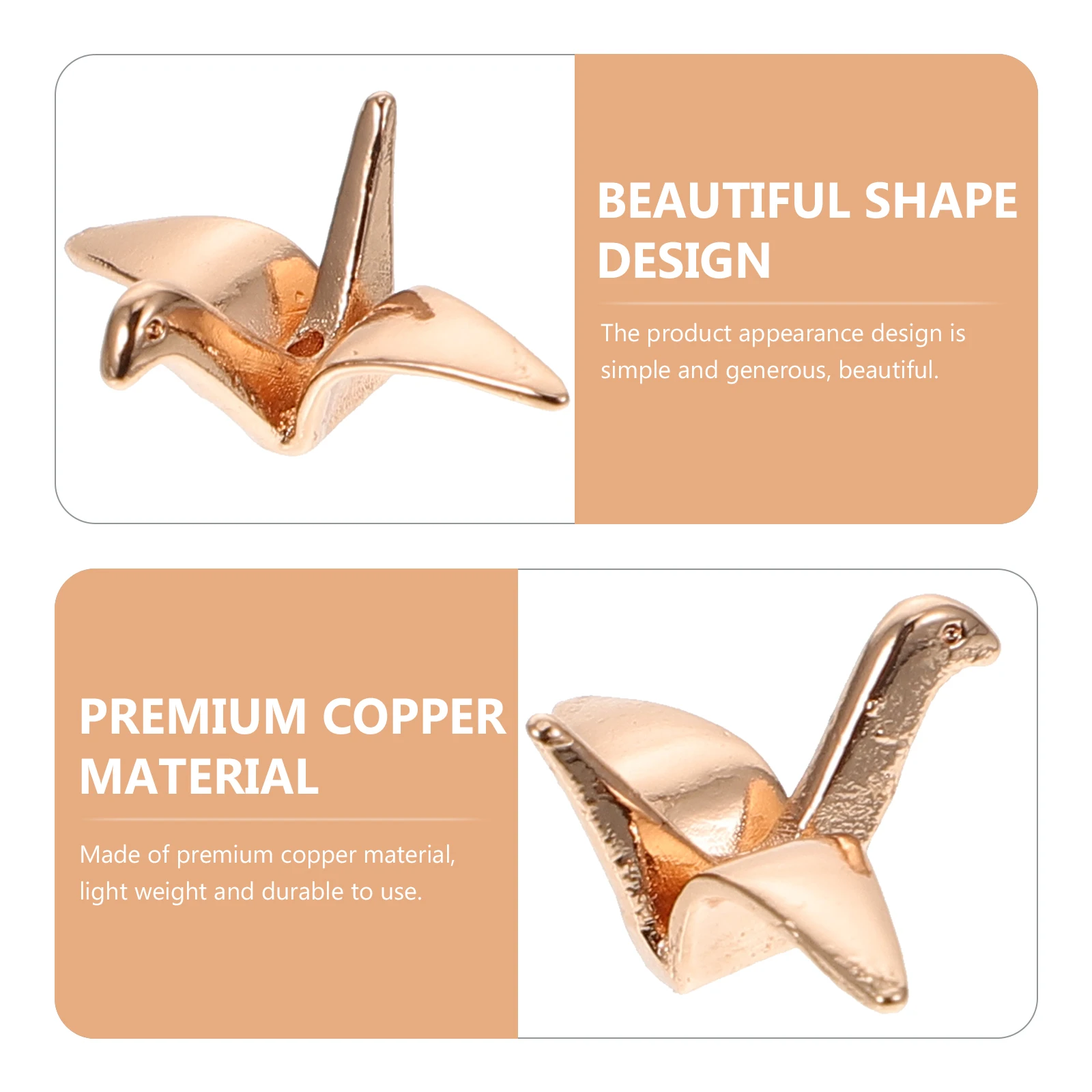 

10 Pcs Thousand Paper Crane Hairpin Material Pendant DIY Stick Charms Origami Beaded Decorative Clip Copper Jewelry Child