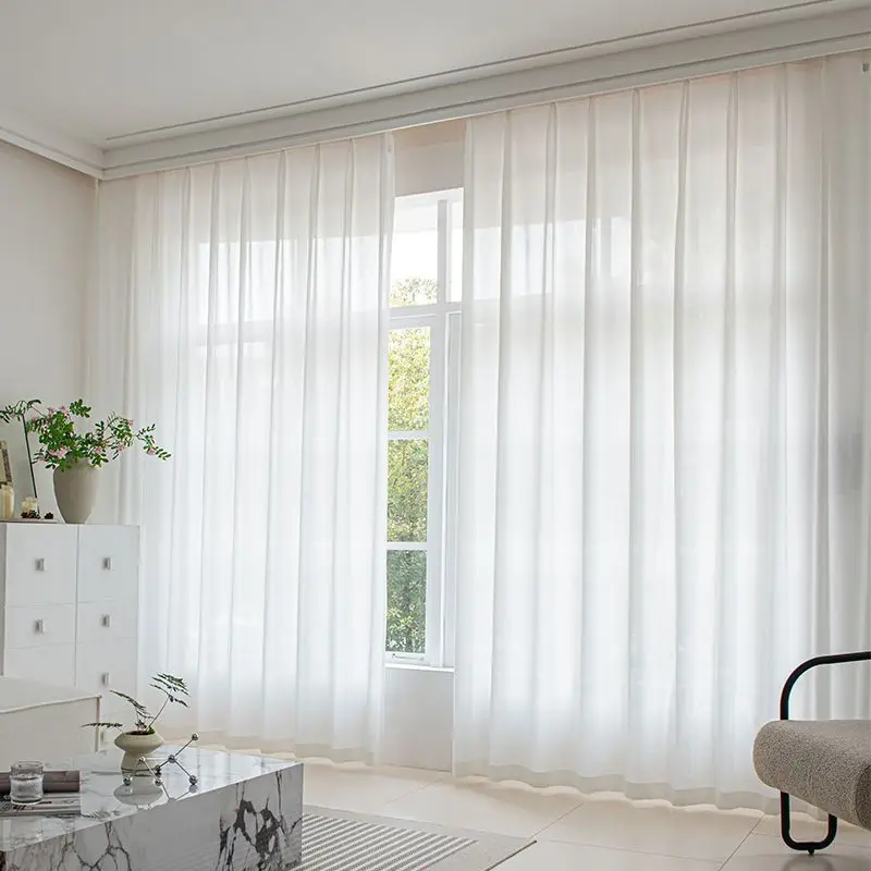 Minimalist Curtain Ginkgo Leaf Texture Indoor Translucent Gauze Hotel Curtains Window Drapes for Living Room Screen Customable