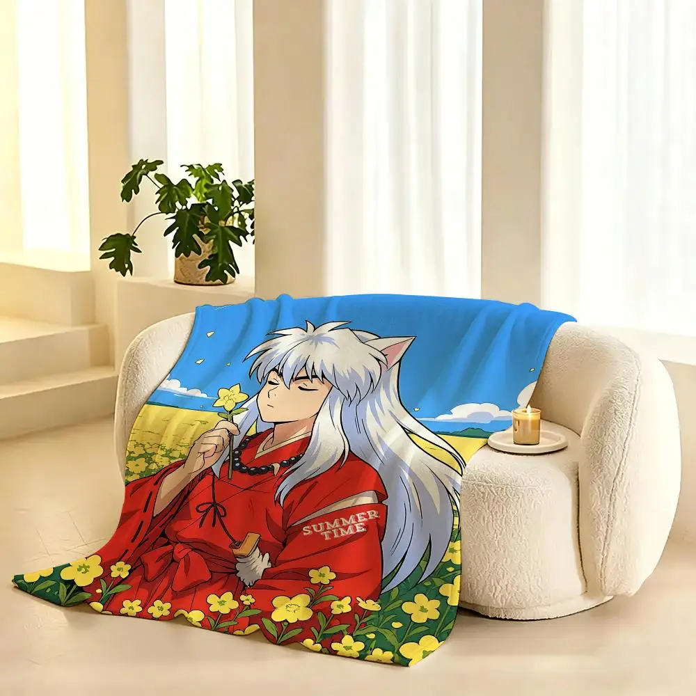 Comics Inuyasha Throw Lightweight 240g Flannel Blanket Soft Skin-friendly for Summer Cooling