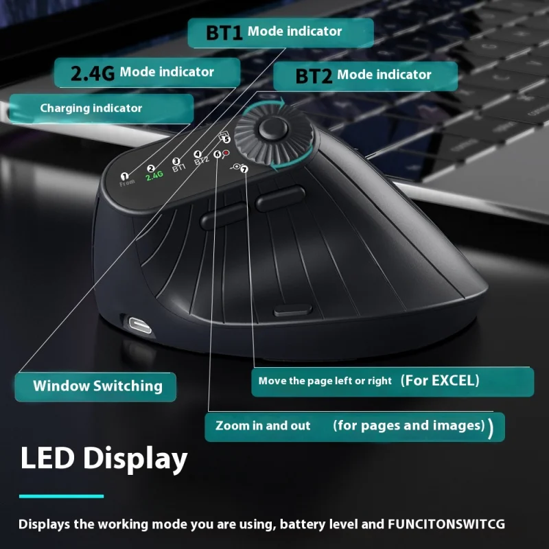 

JOMAA 2.4G Wireless Vertical Mouse Ergonomic Rechargeable Multi-Device Mouse Office