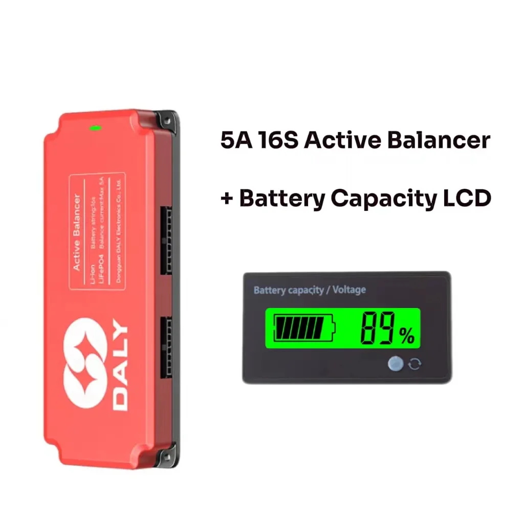 DALY 5A equilibrador activo 16S 48V y pantalla de capacidad de batería, voltaje de potencia adecuado para Lifepo4 BMS, batería de iones de litio