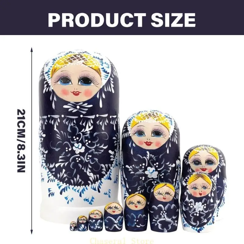 E7ce Matryoshka Dolls Zestaw 10 drewnianych rosyjskich gniazdujących lalek Festiwal Babushka Doll Pamitleir Cultural Gifts pokój