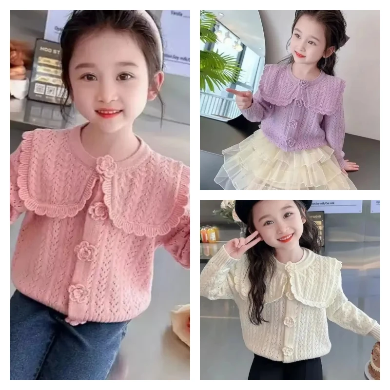 

Горячие кавайные модные топы для девочек, трикотаж, студенческий осенне-зимний повседневный пуловер с круглым вырезом и длинными рукавами, свитер, детская одежда