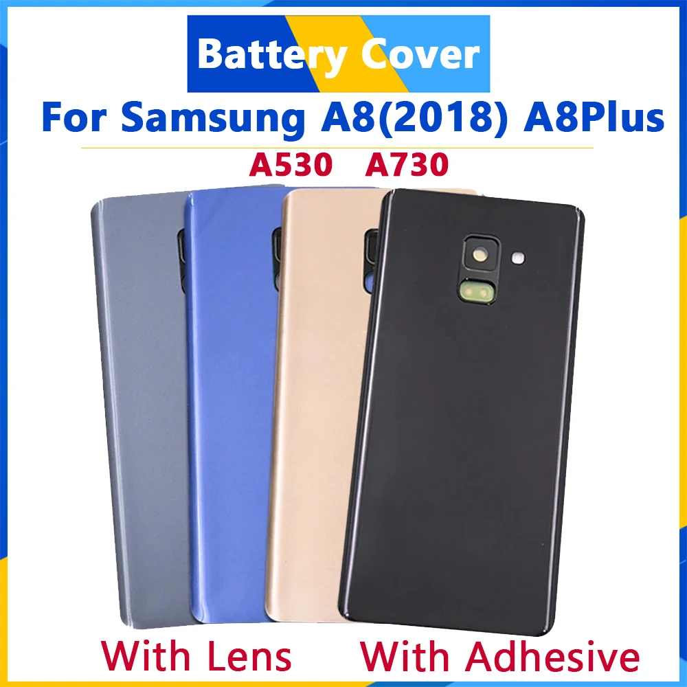 

A530 A730 For SAMSUNG A8 2018 A8 Plus A530 A730 A730F Back Glass Cover Case Battery Rear Door Housing Shell With Camera Lens