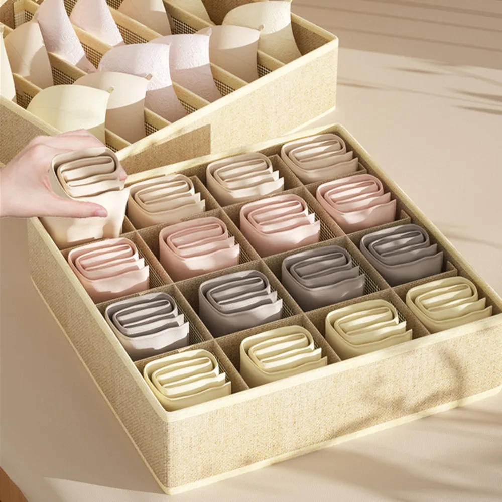 Underwear Storage Box for Bras Panties Socks Organizer Dividers Non-Woven Foldable Cabinet Closet 7/16/24 Cell Separator Box