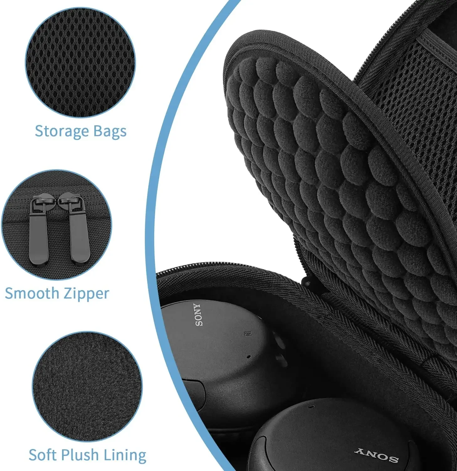 Headphone Hard Case for Sony WH-CH700N / CH710N / CH720N / Edifier W830NB Earphone Travel Protective Cover EVA Storage Bag