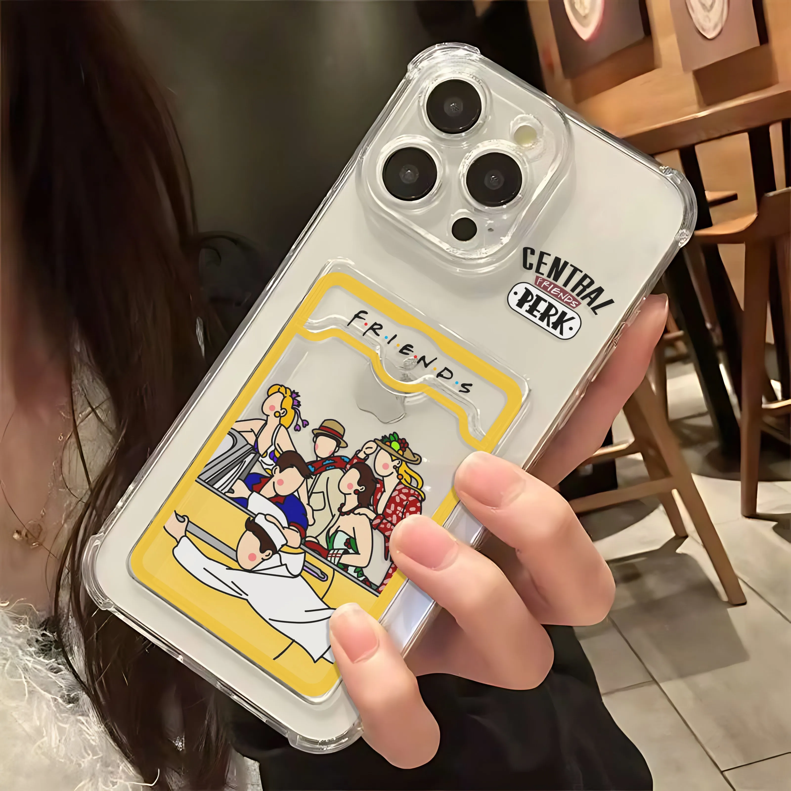 Friends Hot TV Show New Card Hold Case For iPhone 16 15 14 13 12 11 Mini Pro Max X XR XSMax 7 8 Plus SE20 Anti-fall Clear Cover