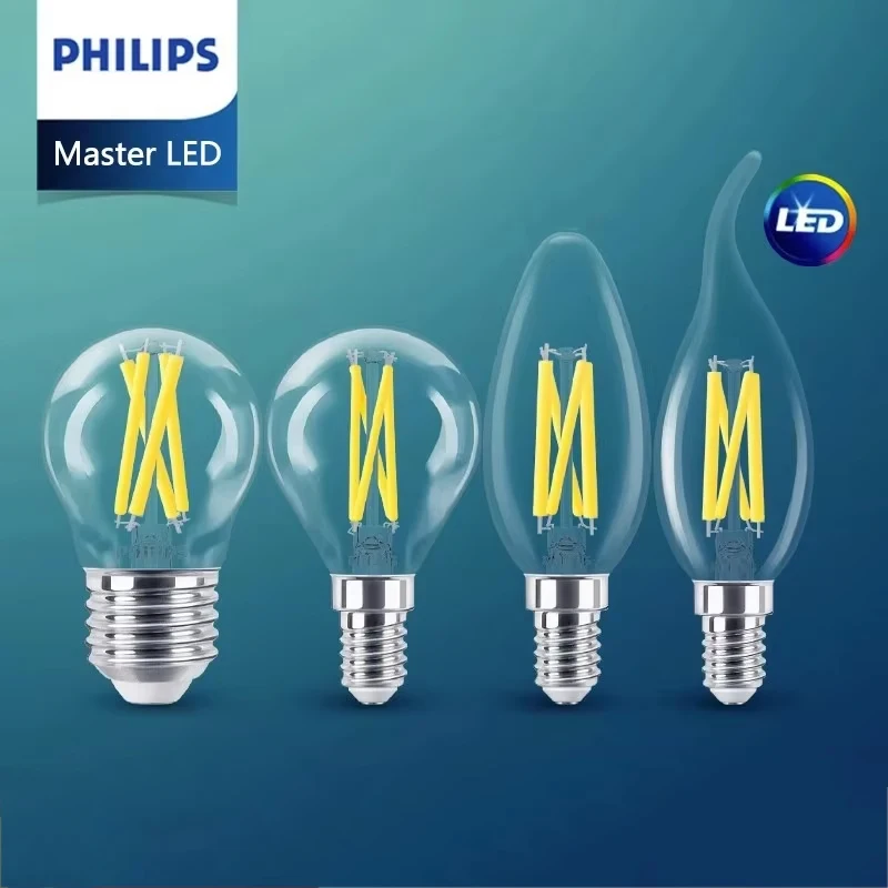 Philips Master Glass LED Candle Luster E14 E27 Bulb Filament B35 P45 A60 Clear Lamp DimTone Dimmable Warm White Indoor Light
