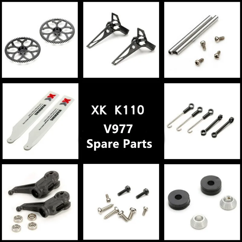 WLtoys XK V977 K110 remote control aircraft parts gear steering gear cross plate main paddle tail motor shell receiving plate
