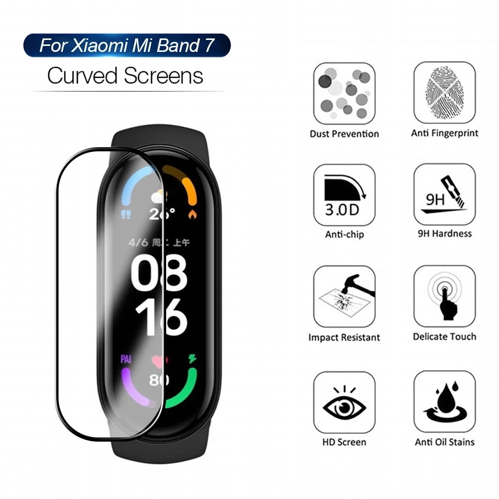 9D Full Screen Protector for Xiaomi band 9 8 7 6 5 4 3 film Mi band Smart Watch Miband Soft Protective Glass Film