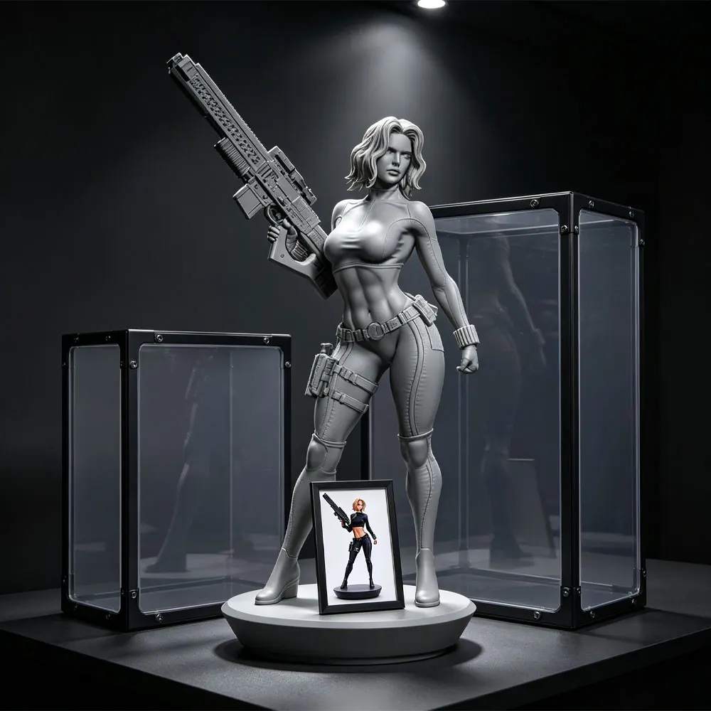 1/24/12/6 Yelena (Warrior in Black) – Sexy Girl Resin Model Kit; GK Mini 3D-Printed Gray Model Statue (Unpainted, Unassembled)
