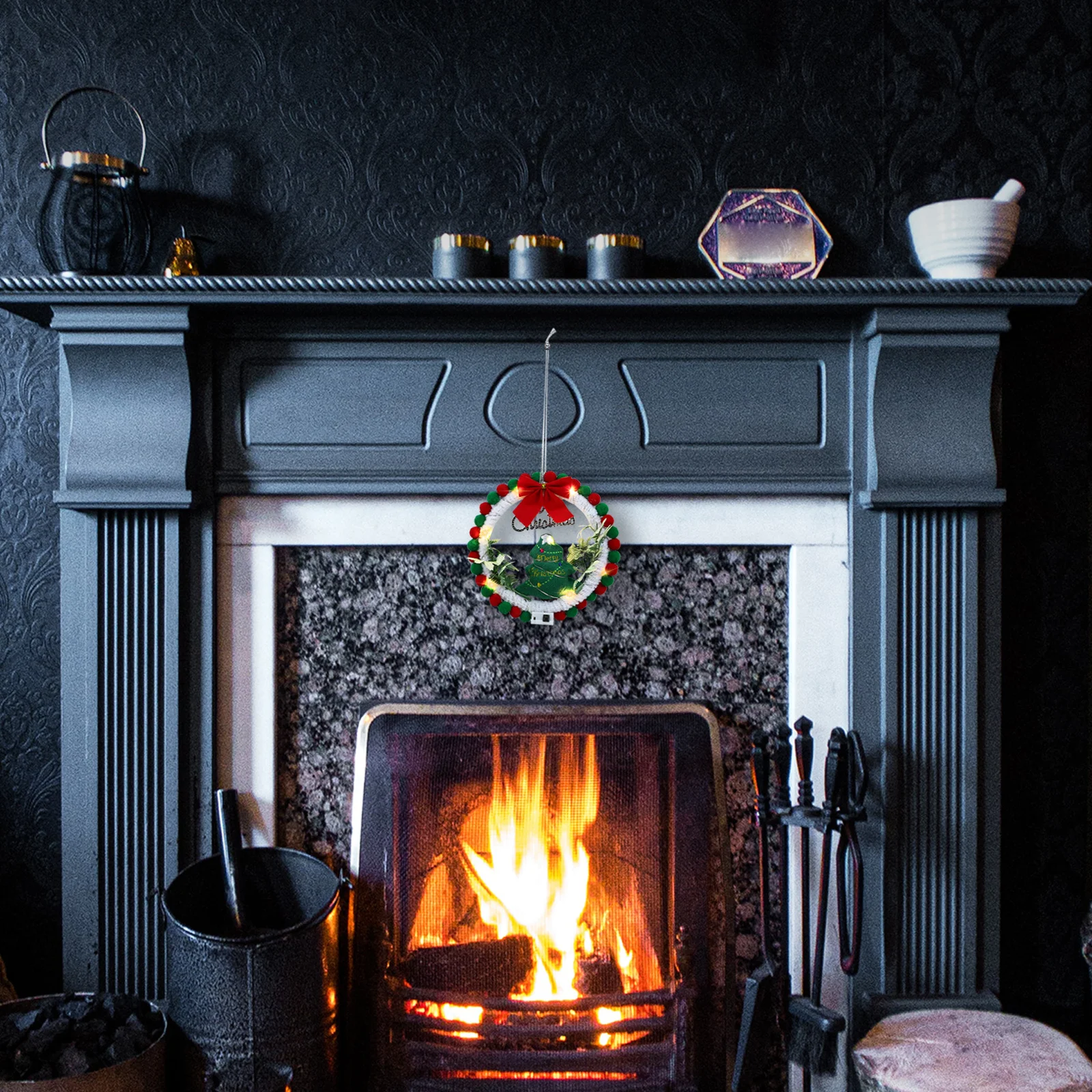 

1Set Christmas Wreath Making Material DIY Front Door Hanging Round Xmas Wreath Decorative Garland Wall Hanging Decor