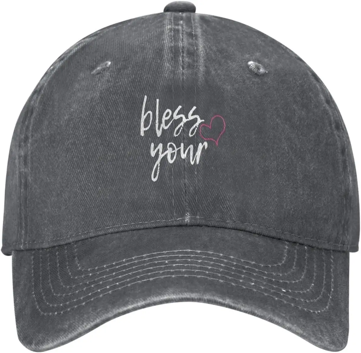 Bless Your Heart Washed Denim Baseball Cap Embroidered Casual Adjustable Dad Hat Unisex