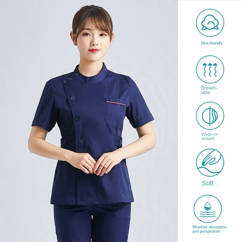 Nurse Uniform Long Sleeved Short Sleeved Split Set Women Men Nursing Doctors Navy Blue Simplicity Working Clothes Set