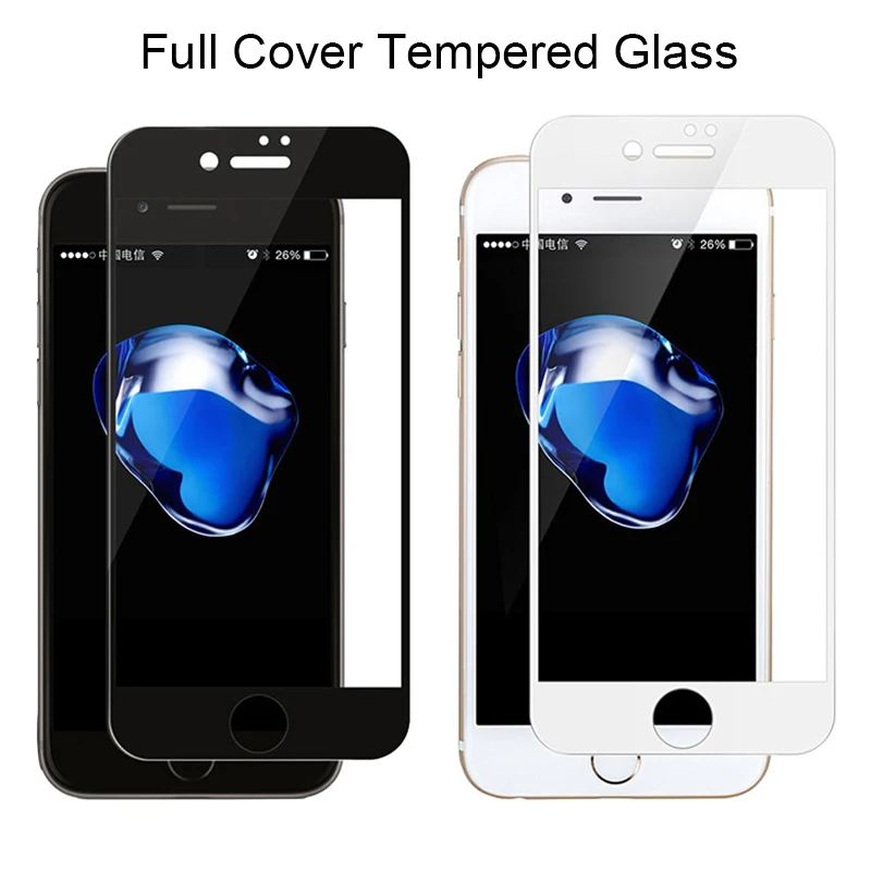 3Pcs Black White Screen Protector on the for iPhone 7 8 6 6S Plus Tempered Glass for iPhone SE 2020 SE 2022