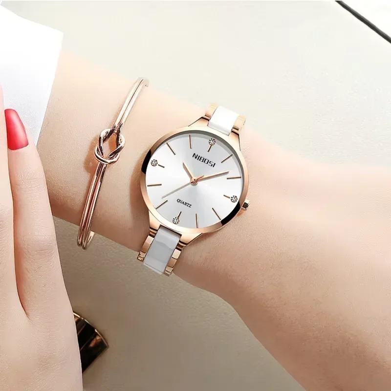 NIBOSI 2027 Ceramic Bracelet Women Watches Top Brand Ladies Creative Watche For Women Female Clock Relogio Feminino Montre Femme