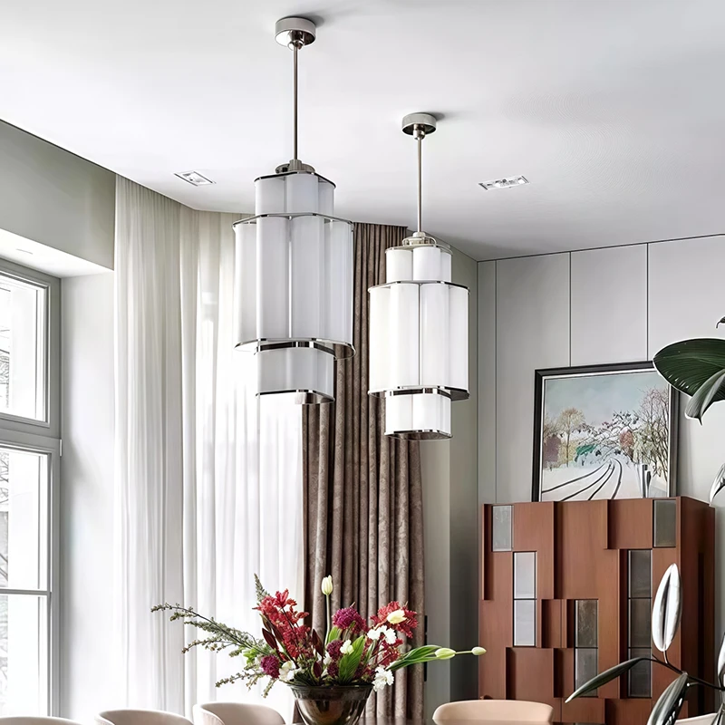 3-Tier Modern Hanging Chandelier for Living Room Bedroom Loft Round White Acrylic Pendant Light StainlessSteel Ceiling Lamp