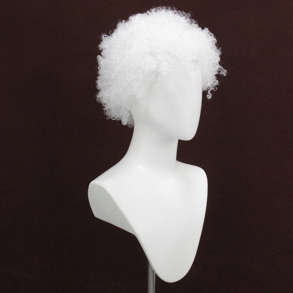 White Short Afro Curly Synthetic Wig Unisex Clown Disco Hippie Halloween Carnival Birthday Cosplay Party Comedy Costume Hair