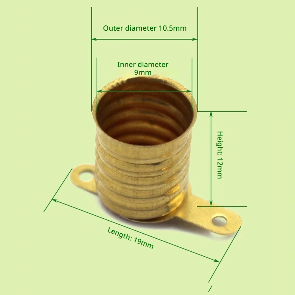 10PCS Brass Lamp Holder Screw-in Bulb Socket With Two Bottom Copper Terminal Student Science Experiment DIY Making Accessories
