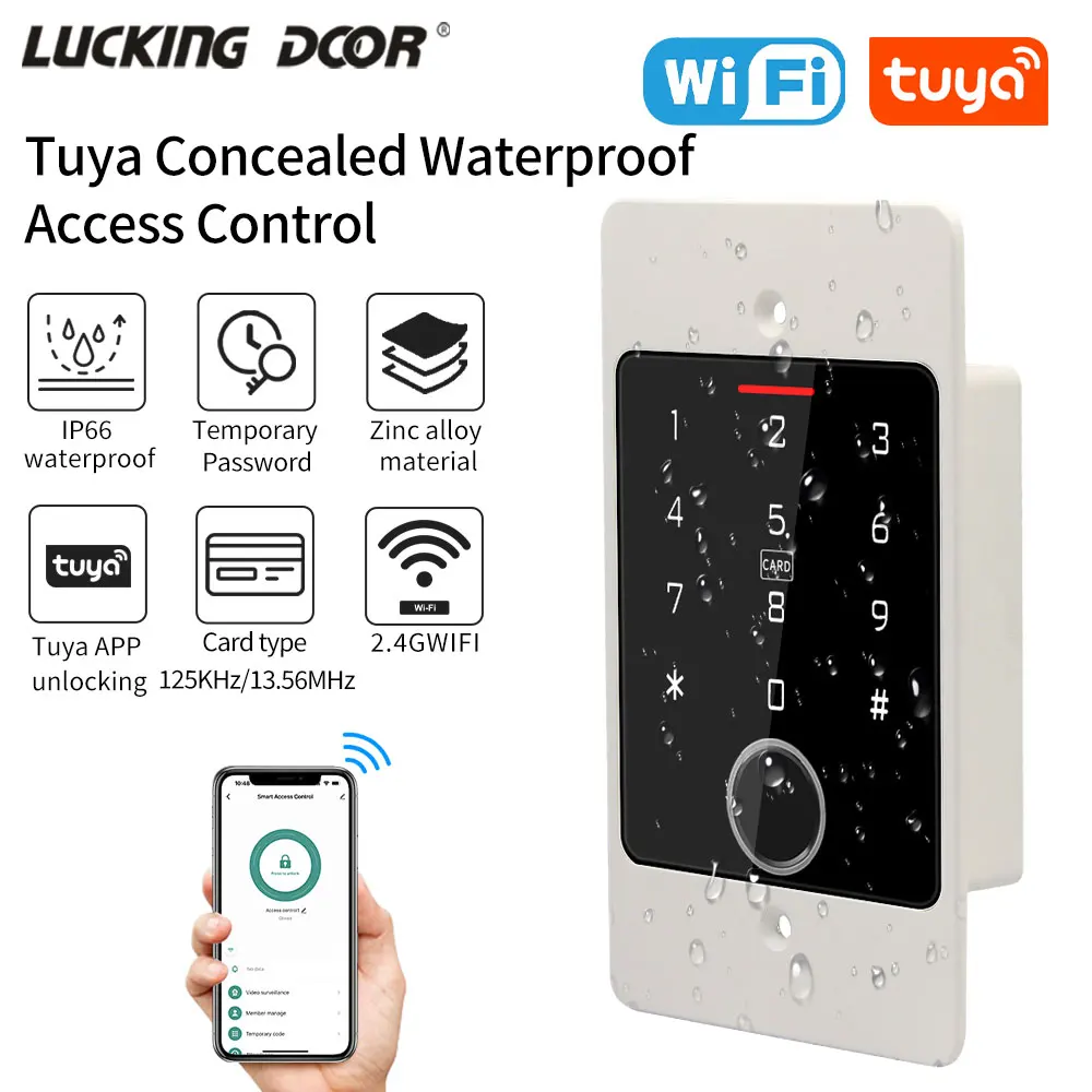 WIFI Tuya Smart App Fingerprint Keypad RFID EM/IC Door Opener Metal Keyboard Standalone with Embedded Design Wiegand Controller