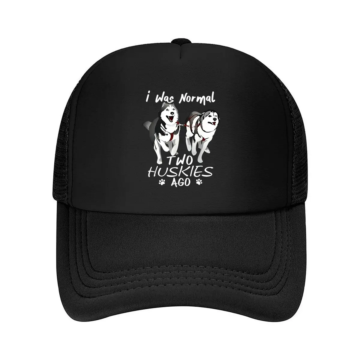 Humorous _I Was Normal Until Two Huskies_ Casual Style, Unisex, Black Husky Headgear, Lightweight &  2026 Mesh Baseball Cap