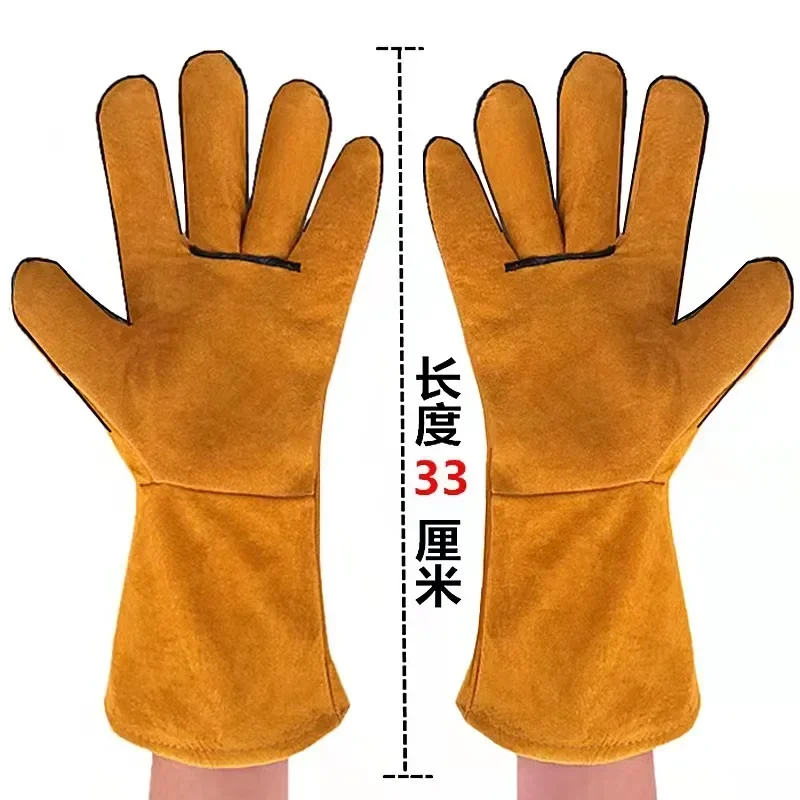 Leather Welding Gloves-Heat/Fire Resistant for Welder/Oven/Fireplace/Animal Handling/BBQ/ Pets Grasping Biting Protective