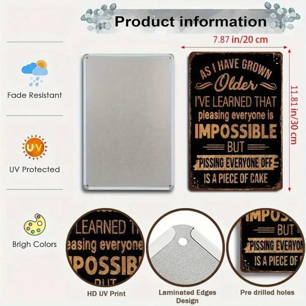 قطعة واحدة من علامة معدنية مضحكة "كما أنني أكبر سنًا" - ديكور من القصدير تحفيزي مضحك للمنزل، هدية ممتعة