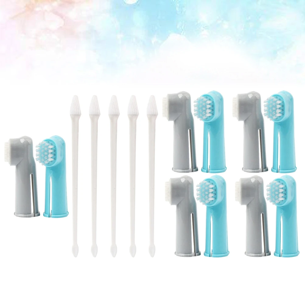

15 Pcs Pet Toothbrush Set for Dog Accessories Double Head Kit Finger Toothbrushes