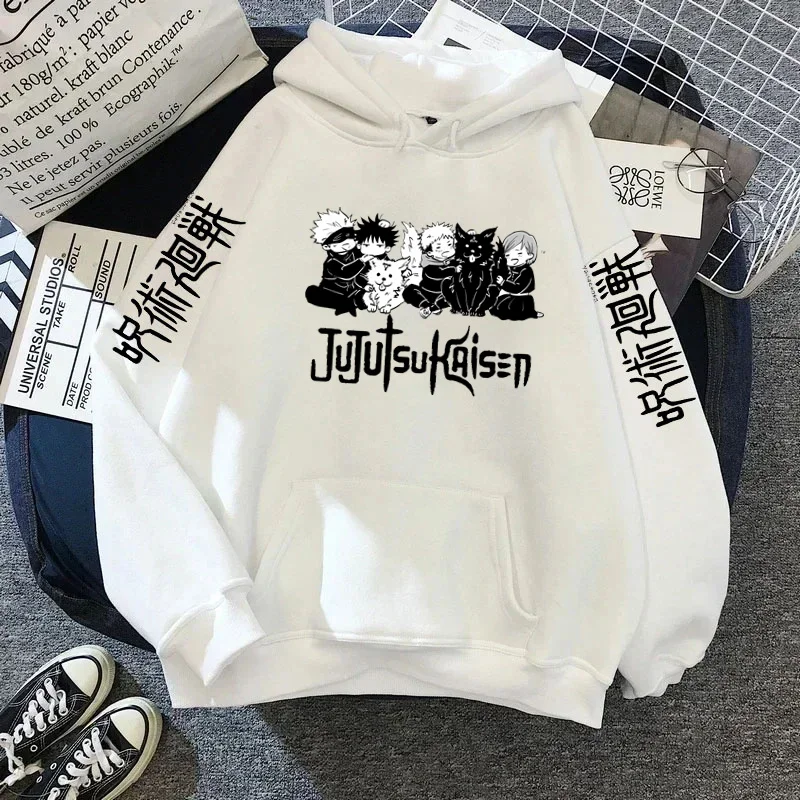 Jujutsu-kaisens erkek giysileri Hoodie Anime Satoru Gojoes erkek giyim Haikyuu Y2k giysileri uzun kollu tişörtü kapüşonlu gömlek