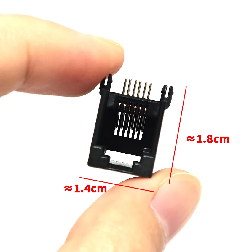 10PCS RJ12 6P6C PCB Jack Socket RJ11 6‑Pin Telephone Modular Jack 623 PCB Connector Black/Gray