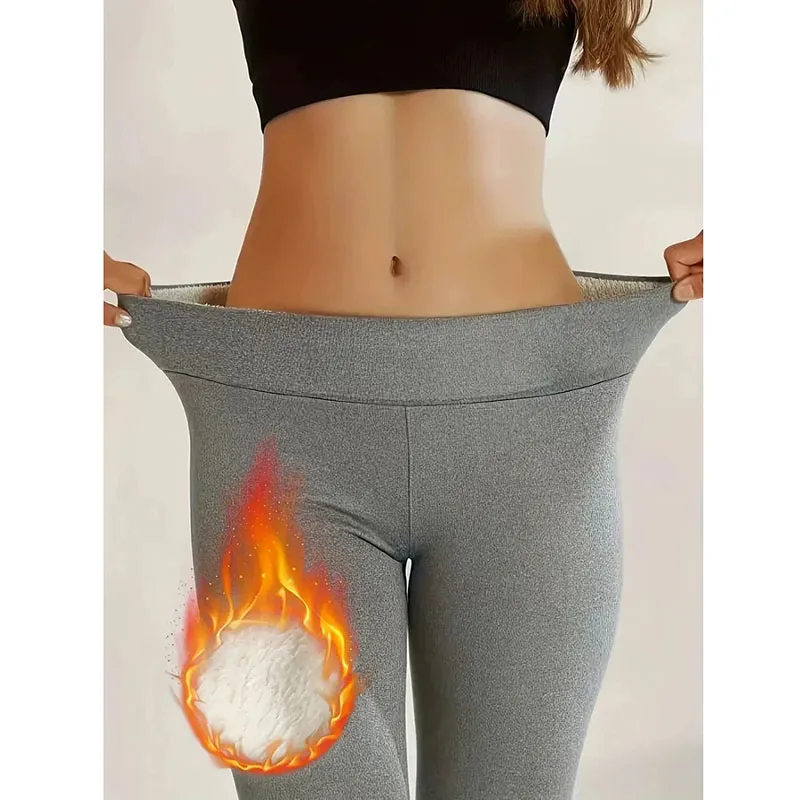 Women Winter Fleece Warm Tight Leggings Casual High Waist Plus Velvet Stretch Leggings Thicken Lamb Cashmere Tights Outwear