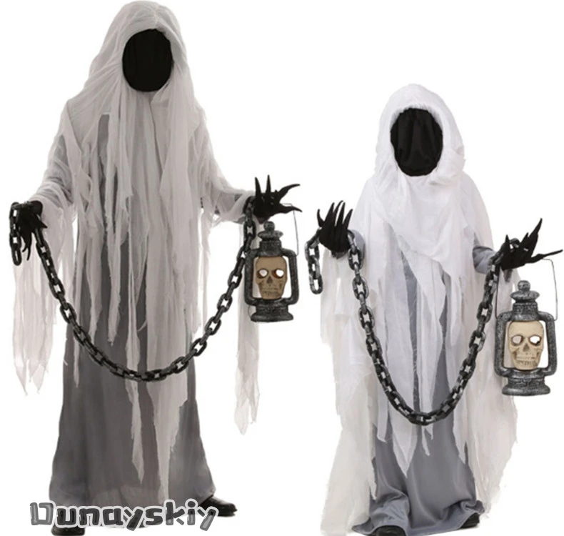 

Хэллоуин для взрослых и детей, фонарь, костюм призрака, ужасный призрак без лица, маскировка, вечерние ролевые сценические наряды