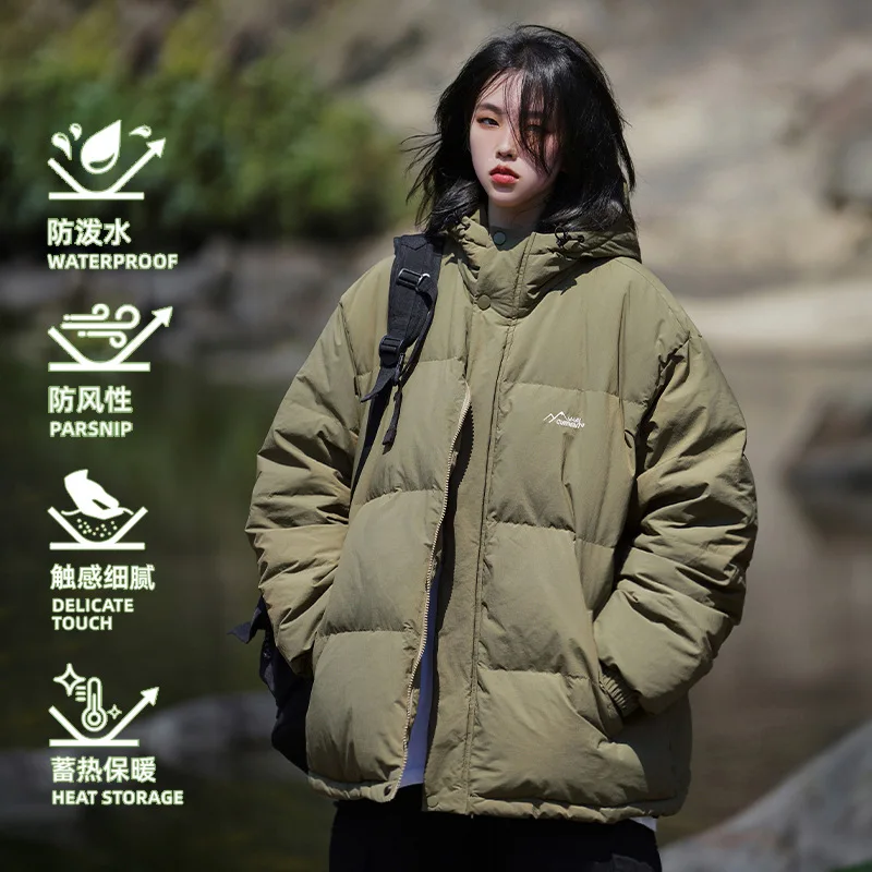 

Утолщенная хлопковая стеганая куртка с капюшоном для мужчин и женщин, зимняя теплая пуховая куртка в японском стиле, ветрозащитная верхняя одежда с капюшоном для пар AU--253