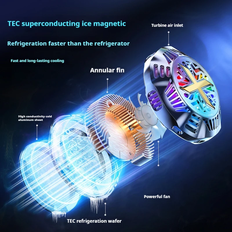 New Magnetic Tablet Semiconductor Cooling Tone Adjustable Gear with Back Clip Mobile Game Cooling Artifact Mobile Phone Radiator