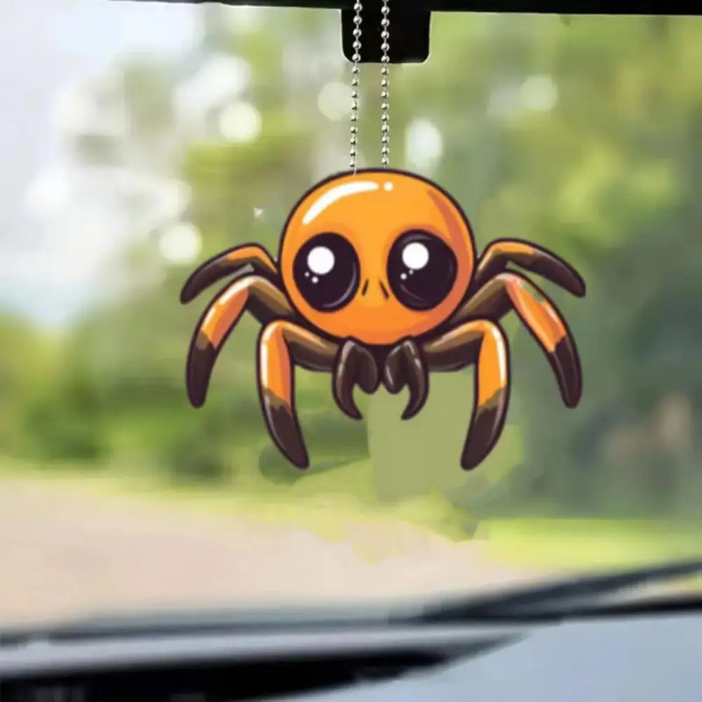 Swing Rearview Mirror Ornament Rearview Mirror Accessory Spooky Halloween Car Rearview Mirror Charm Keychain Set for Backpack