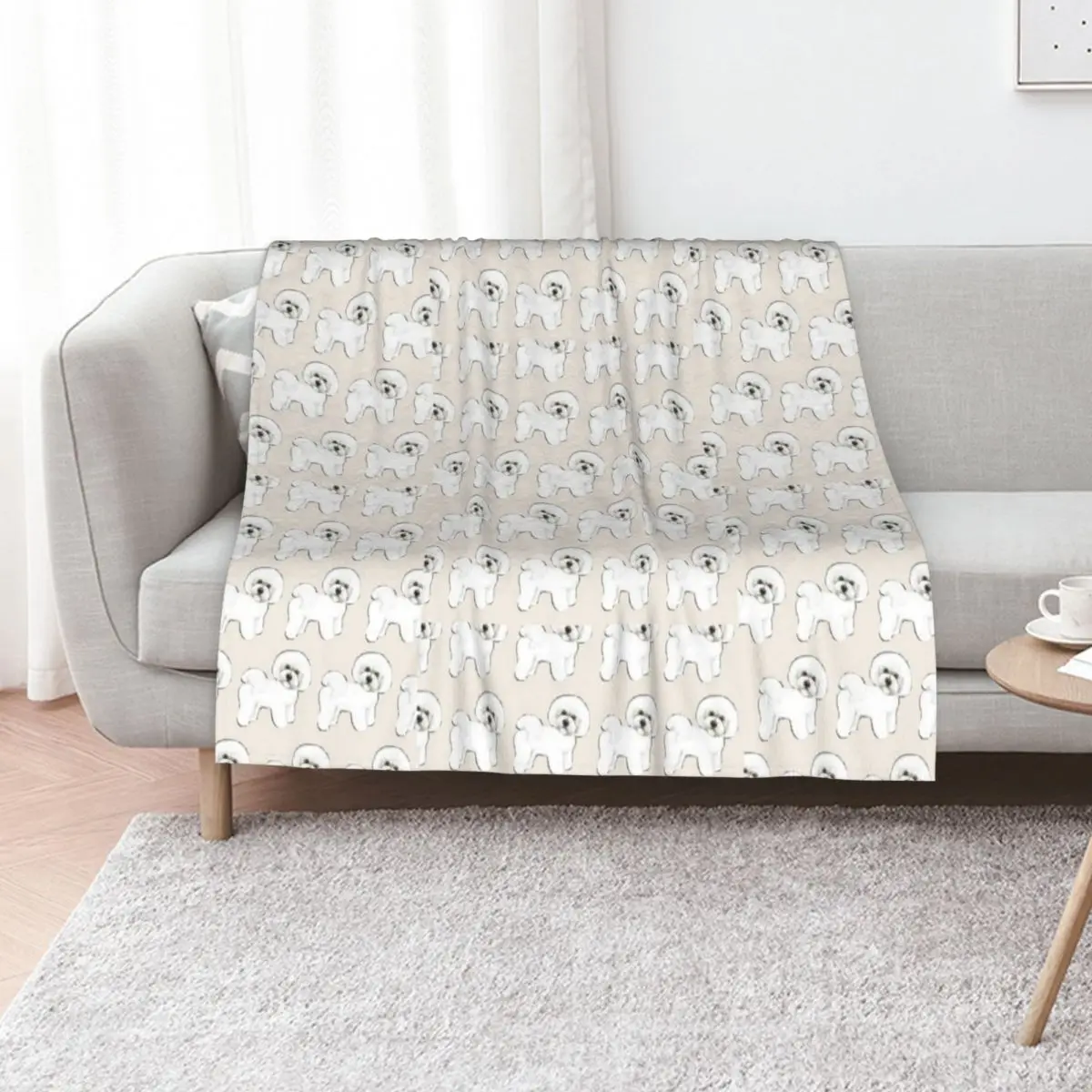 Bichon Frise on Cream Throw Blanket for winter For Sofa Thin Beautifuls Thins Extra Large Throw Soft Blankets