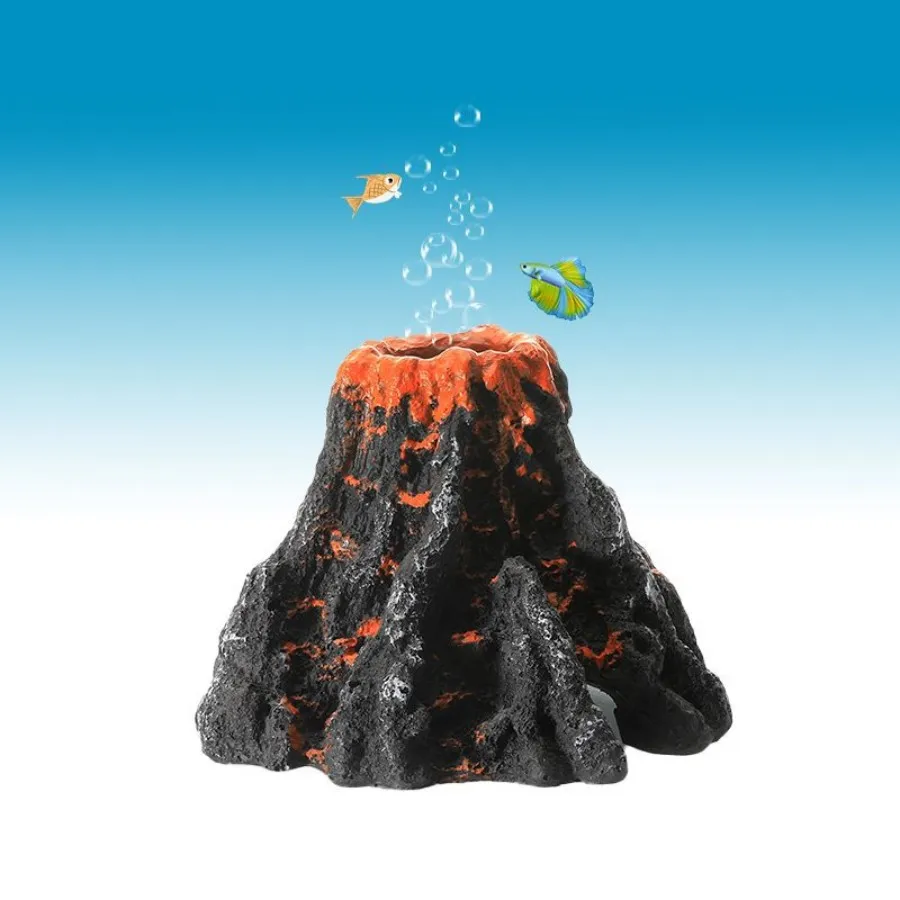 LMZOE Fish tank accessories Aquarium decoration simulation volcano can be loaded oxygen pump resin decoration