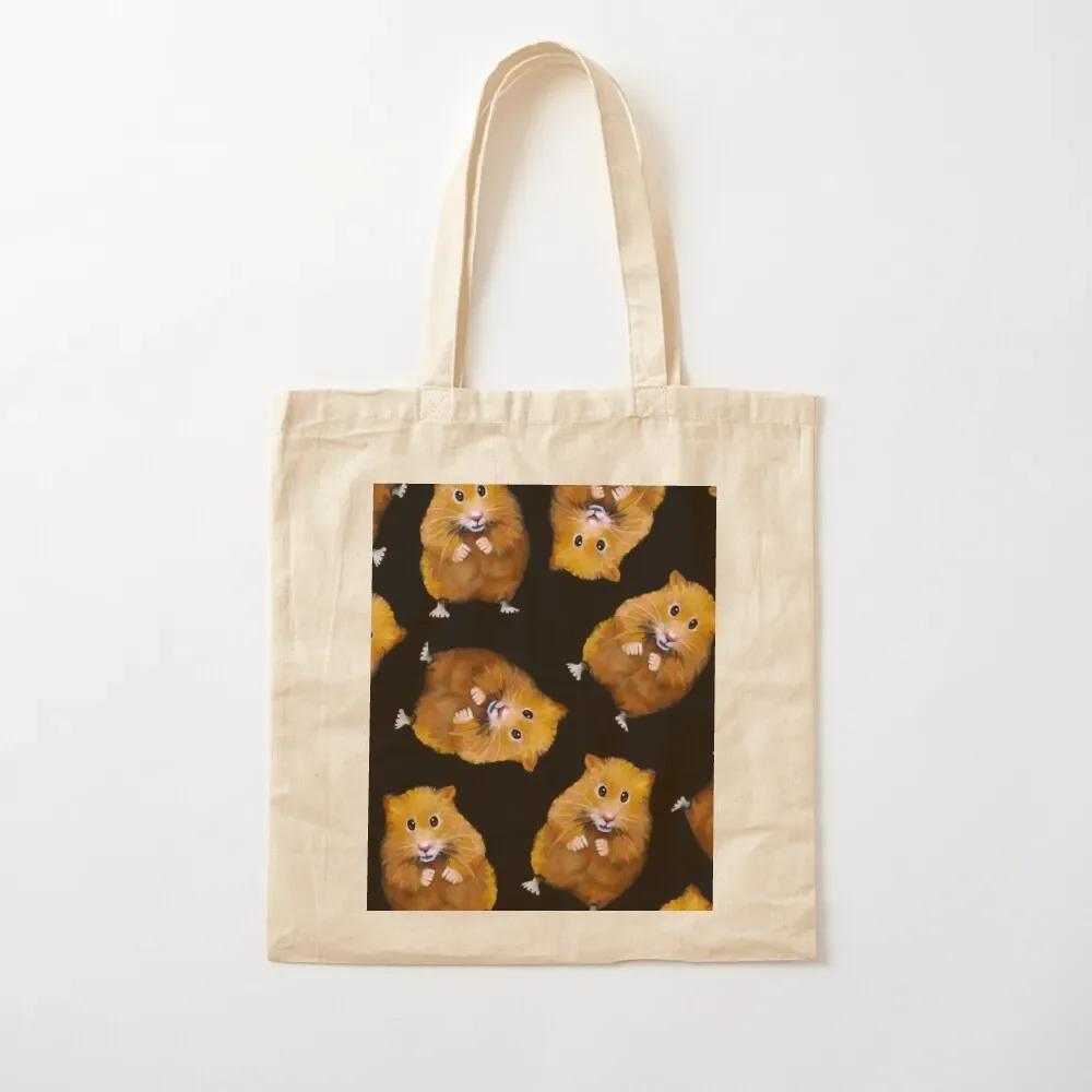 

Hamsters: Cute: Random Pattern on Black, Hamster Art, Drawing Tote Bag canvas bags tote bags men cute tote