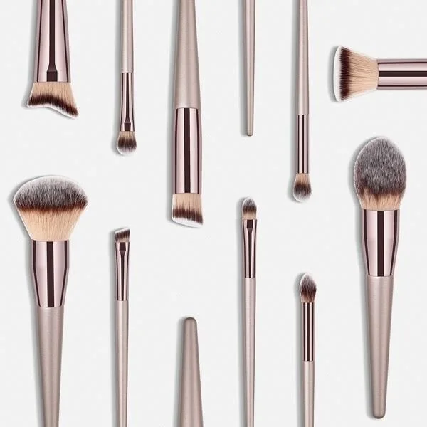 New 10Pcs Champagne Gold Makeup Brushes Set Loose Powder Eyeshadow Blush Brush Cosmetic Beauty Tools