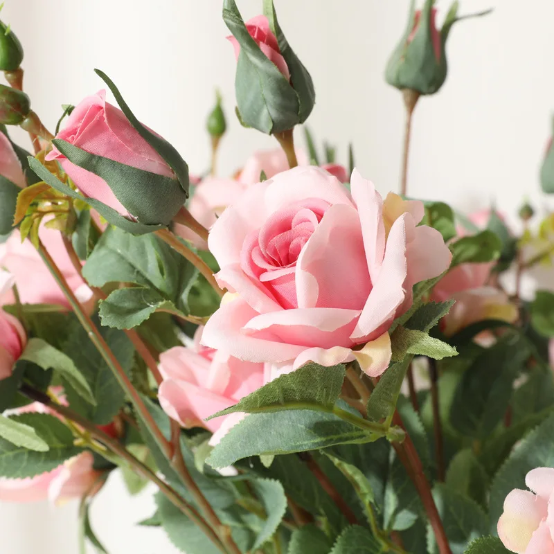 YO CHO 4 takken lange steel kunstbloemen zijden rozen tak wit roze bruiloft thuis tafel decor nep kleine rozenbloemen