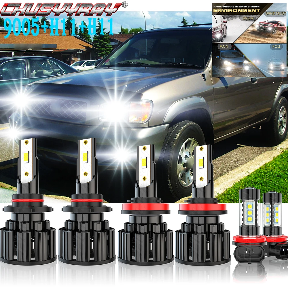 CHUSYYRAY Car lights Compatible For Pathfinder 2013 2014 2015 2016 6x CSP 9005 H11 H11 LED Headlight Fog Light Combo Bulbs Kit