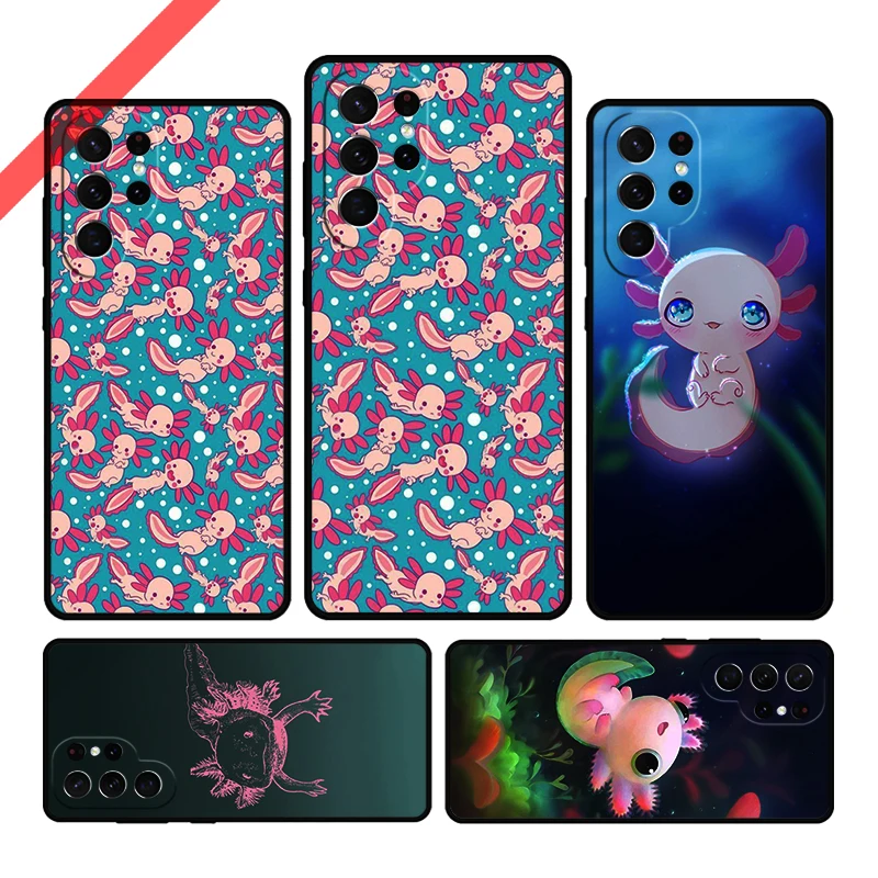 kawaii axolotl pattern Phone Case For Samsung Galaxy S20 FE S21 S10 S23 Plus S24 S22 Ultra Coque Note20 Note10 S9 S8 Cover Capa