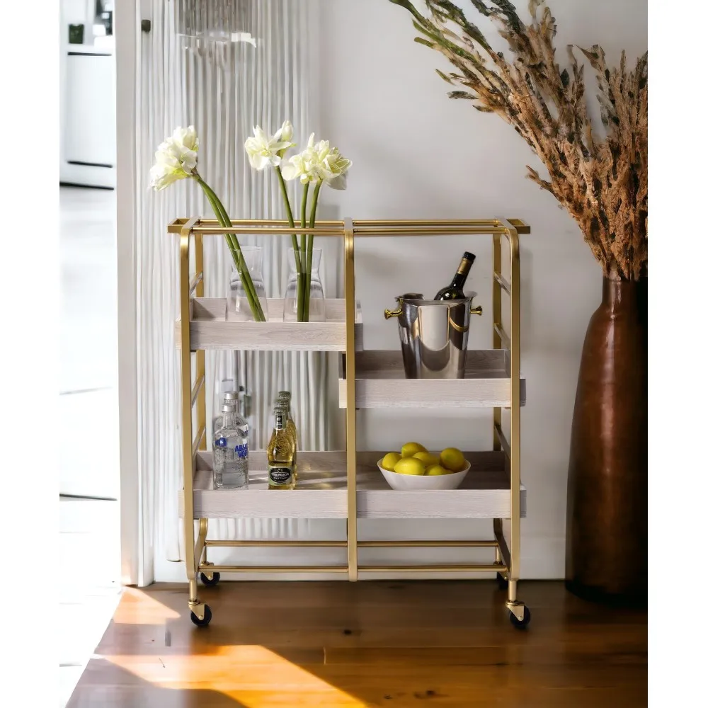 

Vorrik Gold & White Washed Finish Serving Cart