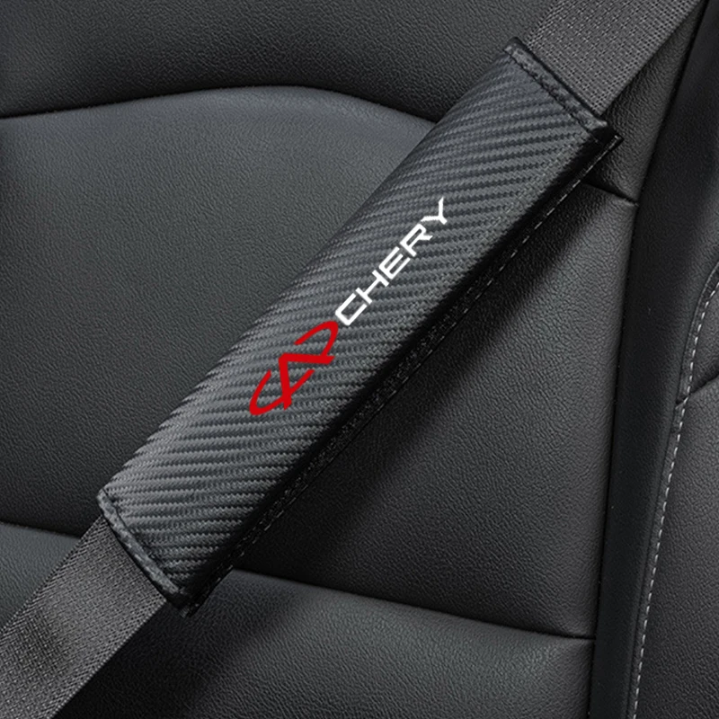 2Pcs Carbon Fiber Car Seatbelt Shoulder Protector Cover Safety Belt Ornament For Chery Tiggo 2 3 7 8 PRO PLUS 5X IQ QQ