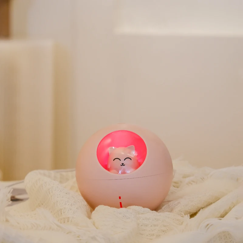 Umidificador Recarregável Cute Cat, Mini Ultrasonic Mist Maker, Lâmpadas Coloridas, USB, Casa, Carro, Escritório, Difusores, Purificador, Sem Fio