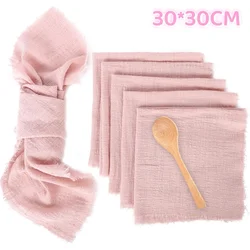 Napkins Linen Napkins Pink Cloth Dinner Napkins 30x30cm Cotton Linen Napkins for Parties Weddings and Dinners Table Decoration